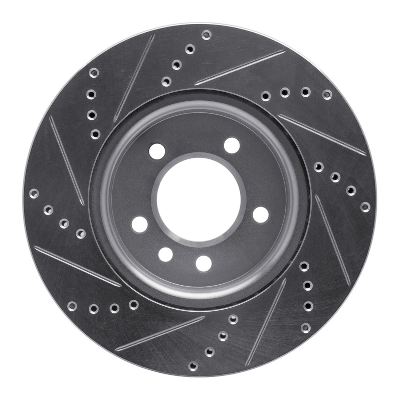 Land Rover LR3 Brake Rotor (1) - Front Right - R1 Concepts - Drilled & Slotted - Silver - `05-`07